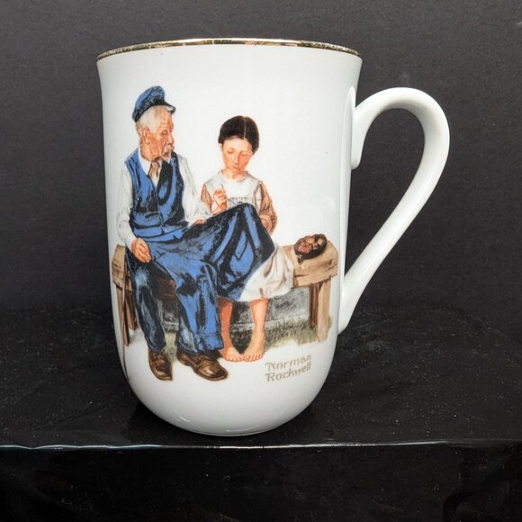Vintage Norman Rockwell 1982 Museum Collector Coffee Tea Cups Set of 5 - Picture 9 of 11